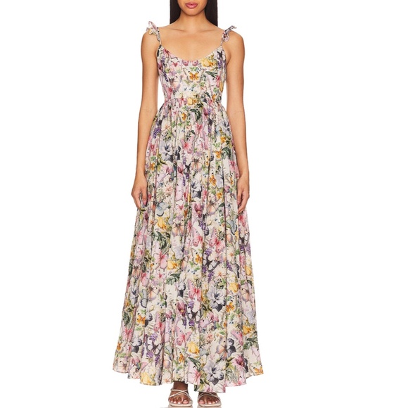 NWT Selkie Penny Lane Butterflies Printed Botanical Maxi Cotton Dress - Picture 5 of 14